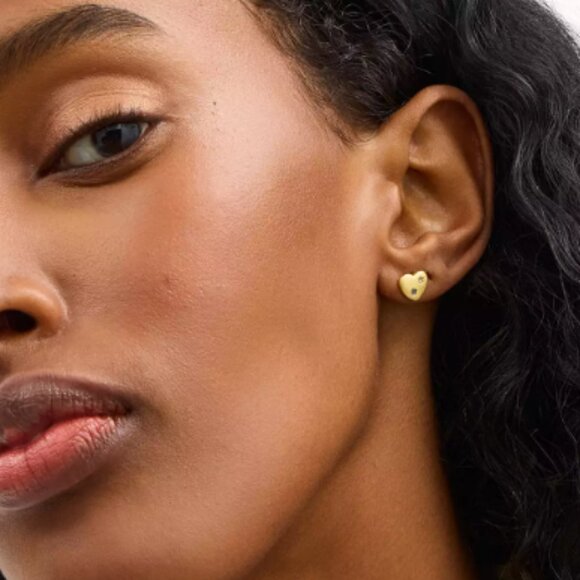 NWT - COACH Heart With Stones Stud Earrings - Picture 3 of 7